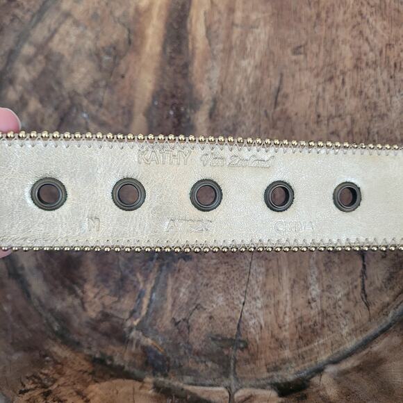 Kathy Van Zeeland Pearl Bejeweled Western Belt Sz M - Picture 3 of 5